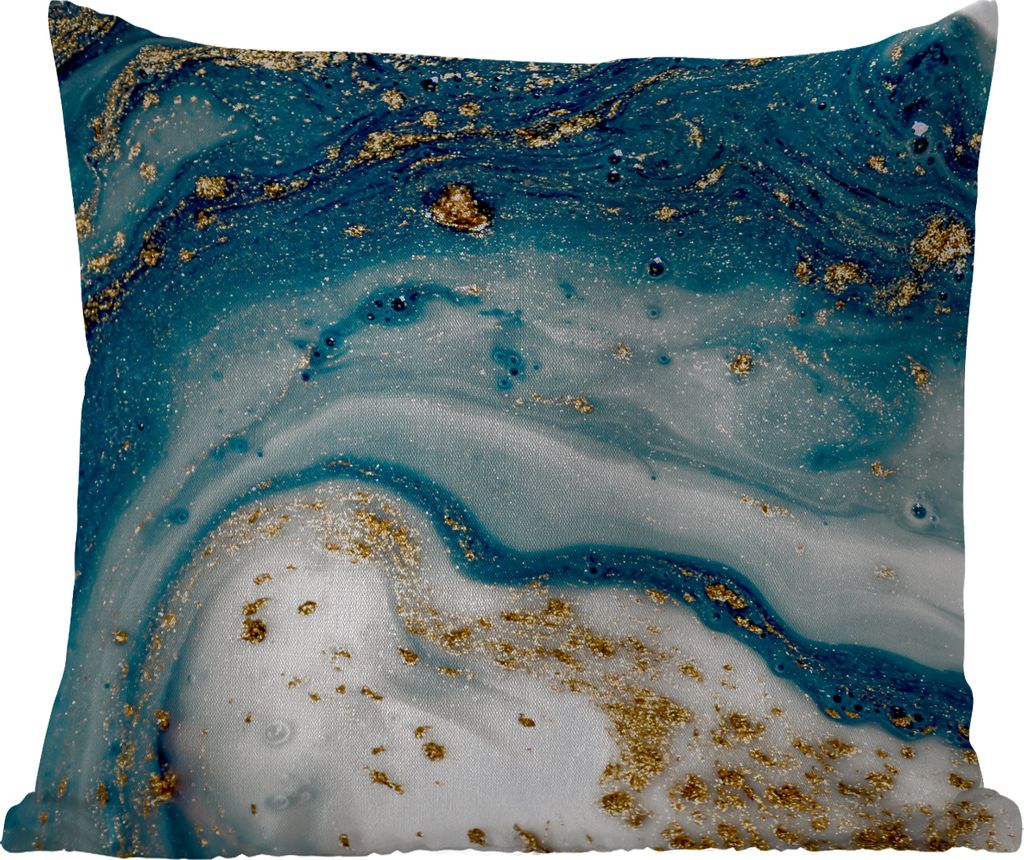 MuchoWow Outdoor Kissen - Marmor - Farbe - Glitter - Gold - 50x50 cm - Wetterfest - Lounge Kissen - Komfortabel - Kissen mit Bild