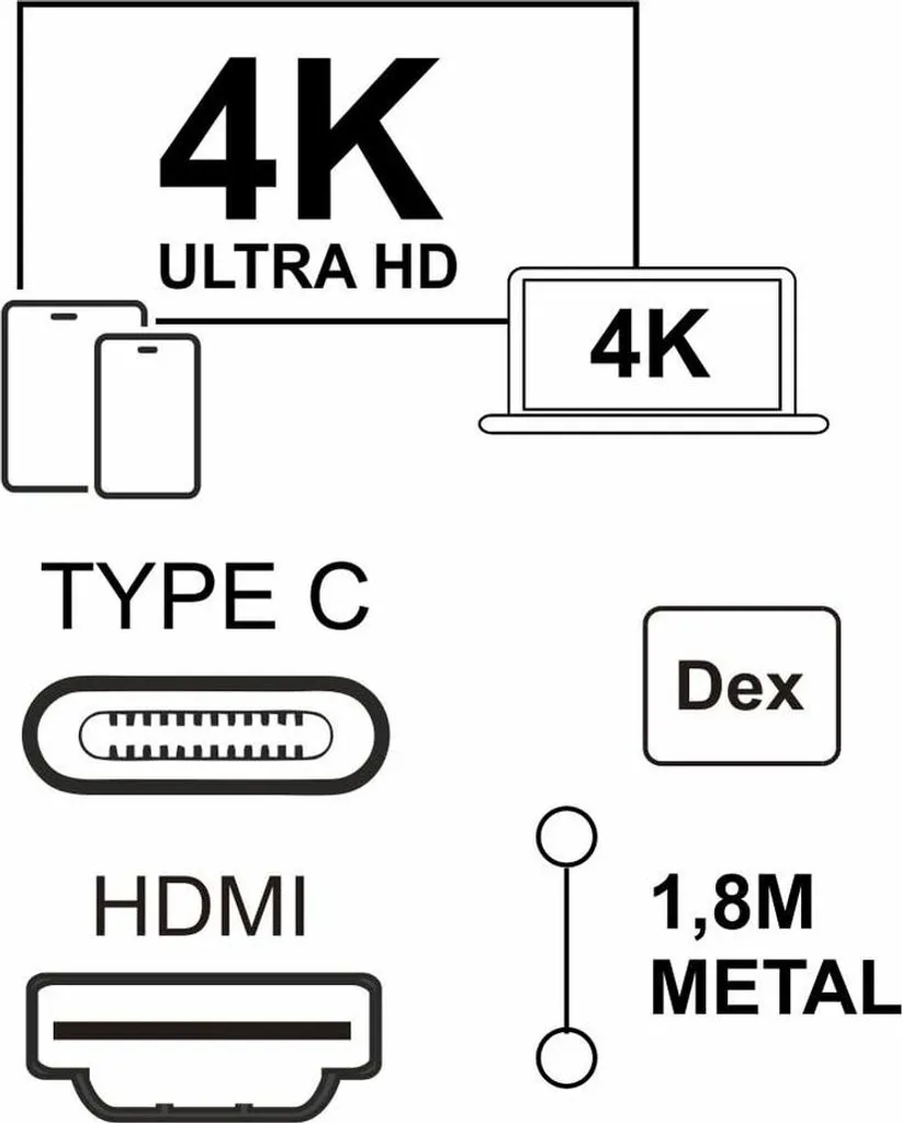 Câble HDMI vers USB-C Silver HT Logan Noir 4K 60Hz Haute Résolution - 2