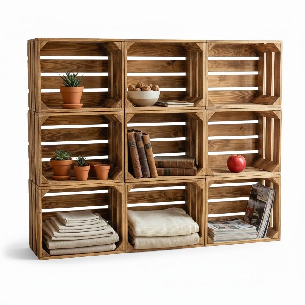 Holzkiste geflammt 40x30x25cm - Obstkiste Regalbox mit & Produktbild 