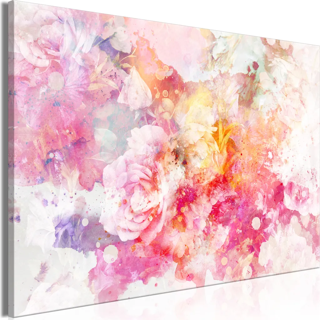 Wall Art Astratta 90x60 Fiori Colorati - Quadro Tela TNT Glamour