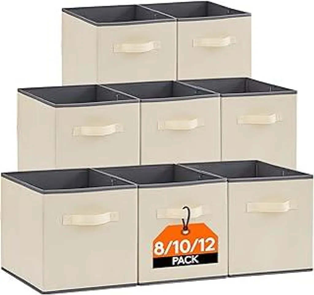 Lifewit 12 Contenitori Pieghevoli Beige - Cubi 26,5cm Offerta Stock