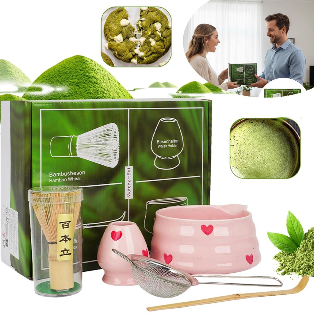 Matcha Besen Set, Matcha Set Rosa 5 Teiliges für Produktbild 
