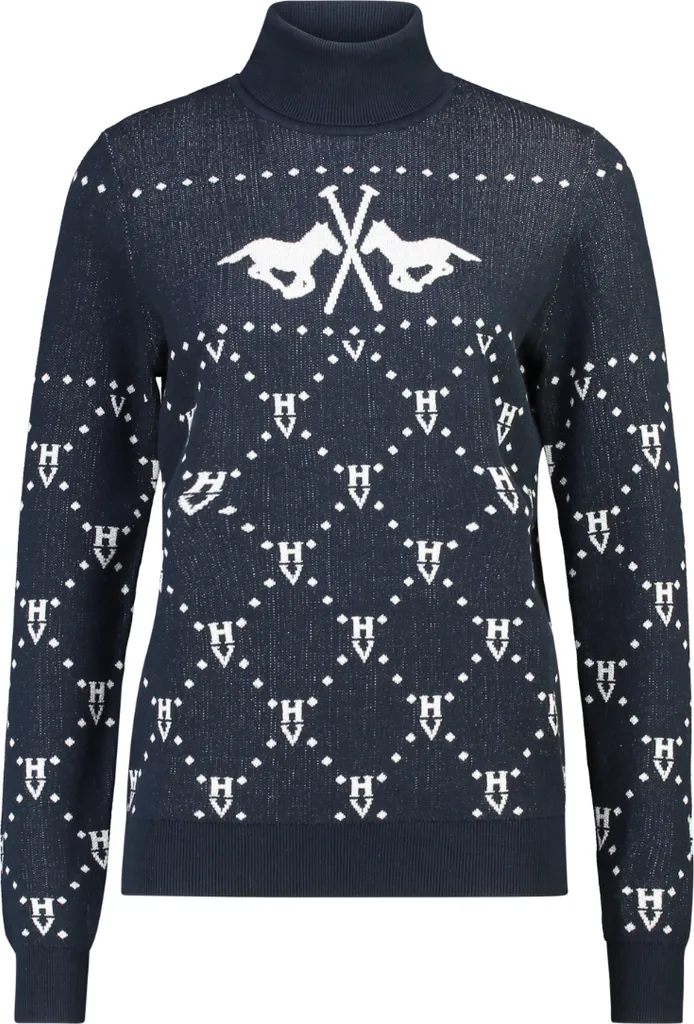 Pull col roulé femme HV POLO hiver chaud bleu marine taille M