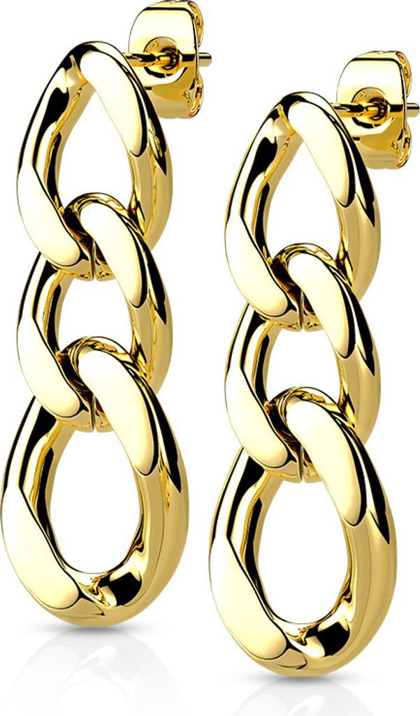 viva-adorno Damen Ohrstecker Edelstahl Ketten Ohrringe Kettenglieder Ohrhänger Gliederohrringe SER1, gold