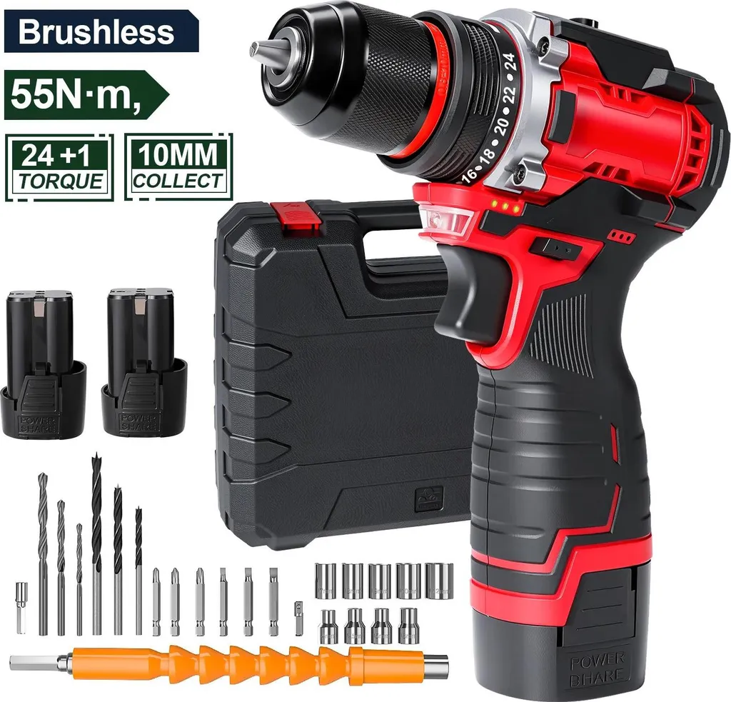 Trapano Avvitatore Brushless 16.8V 3-in-1 - Sistema 24+1 Livelli Coppia