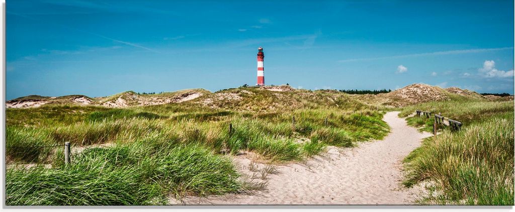 ARTland Glasbild Leuchtturm auf der Insel Amrum Größe: 125x50 cm