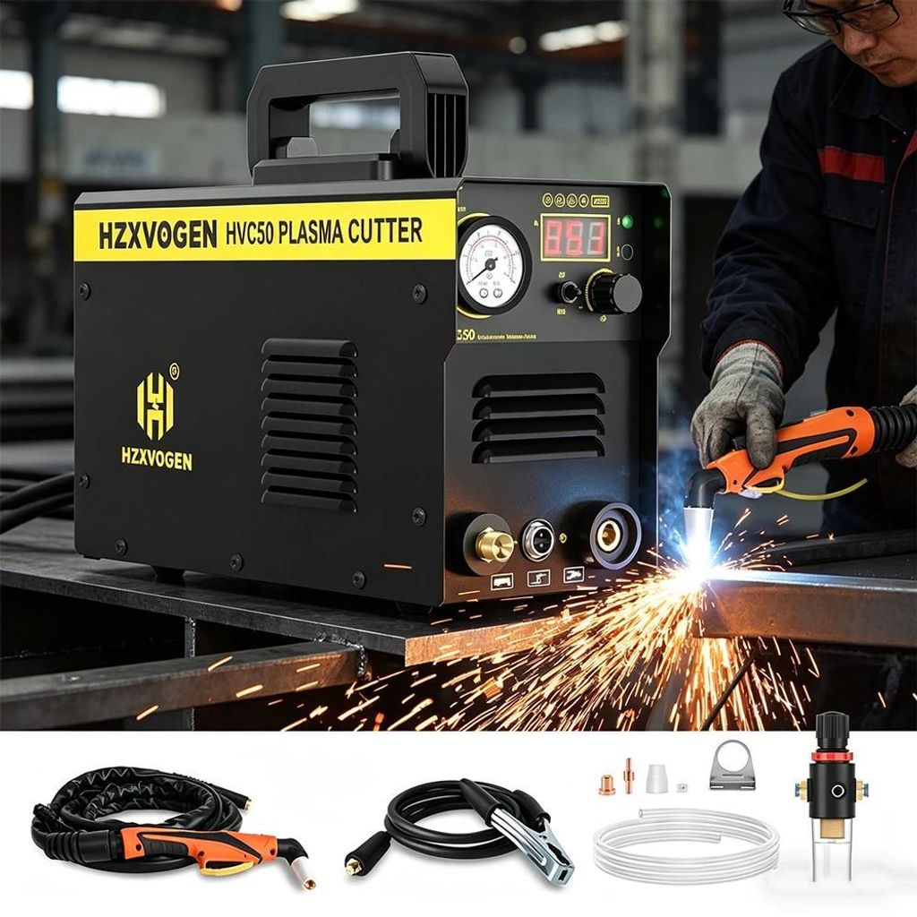 Plasmaschneider - HVC50 Digital Inverter - 220V IGBT 40A - 1–15 mm Schneiden - Für Edelstahl und Aluminium - Tragbar mit EU-Stecker
