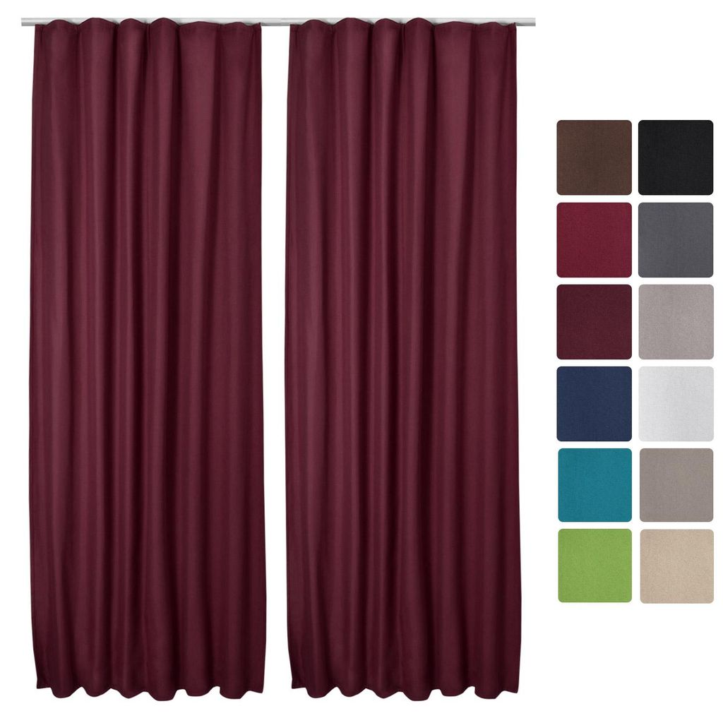 Beautissu 2er Set Thermovorhang Gardine Bordeaux Amelie TK, 140x245cm