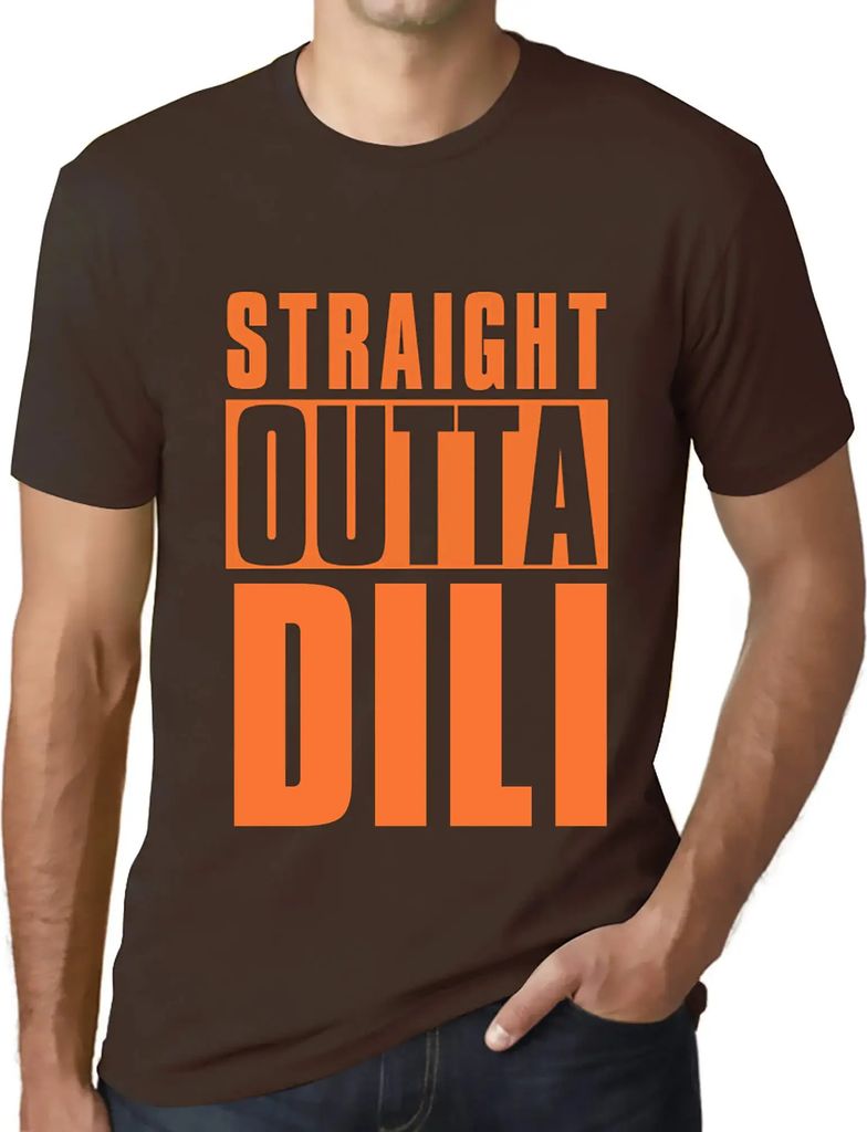 Herren Grafik T-Shirt Straight Outta Dili Öko-Verantwortlich Vintage Jahrgang Kurzarm Lustige Druck Geburtstag Geschenk Mann
