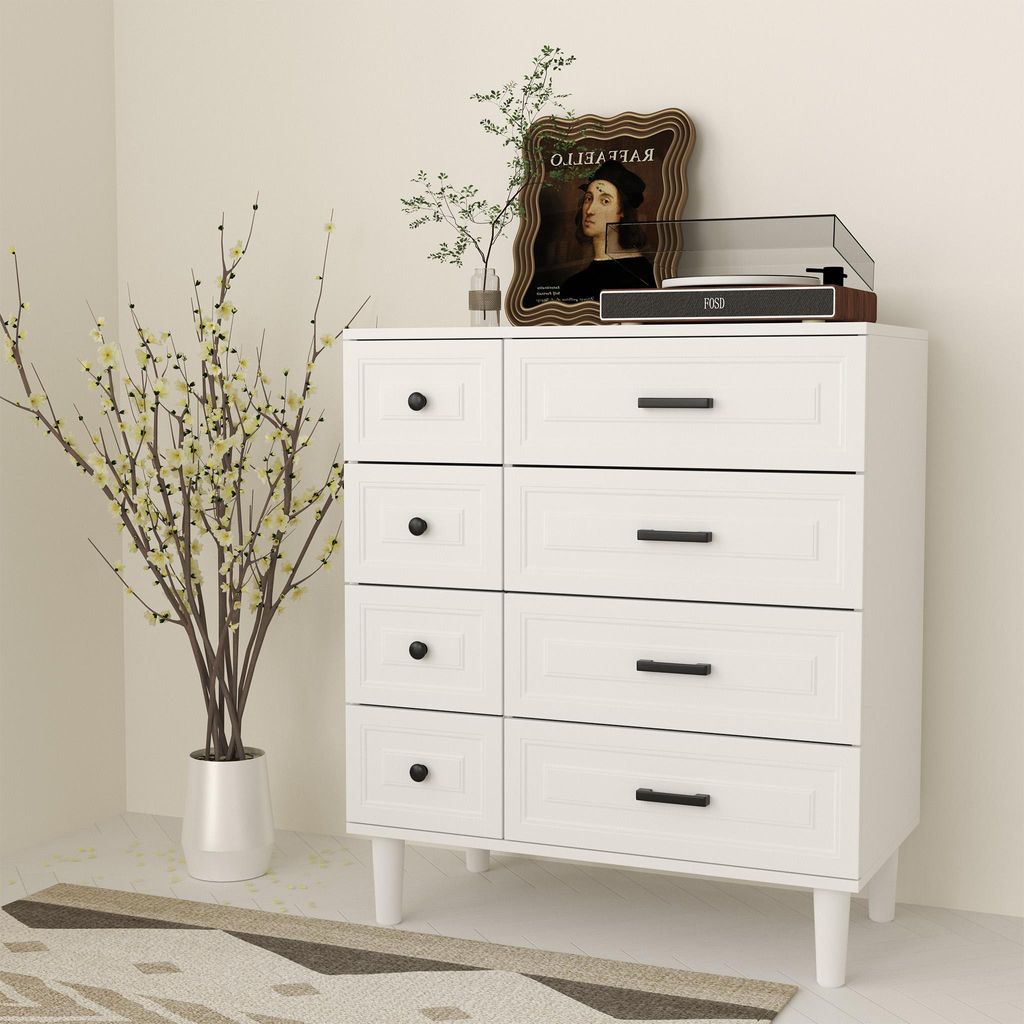 HOMAVO DG3 Kommode – Elegantes Design für Wohnzimmer, Flur oder Schlafzimmer, 8 geräumige Schubladen, pflegeleichte Melaminoberfläche,Holz