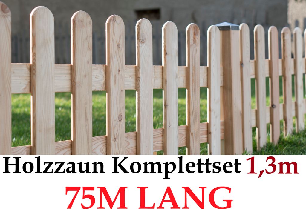 Gartenzaun 130cm x 75m Sibirische Lärche Form Zaun-Set