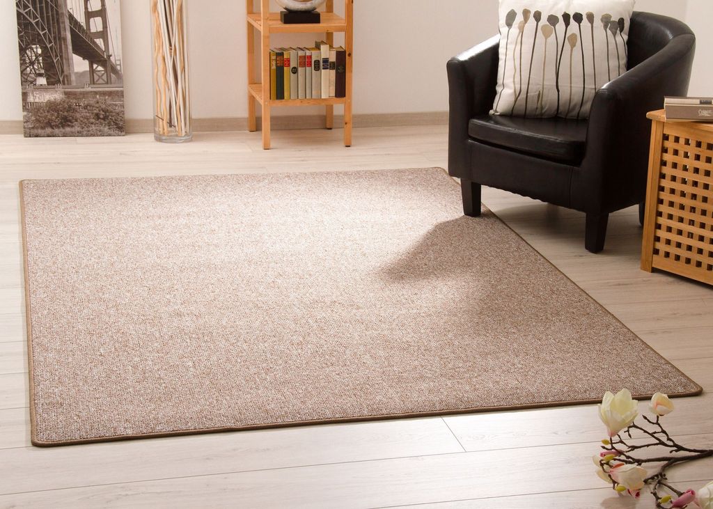 Steffensmeier Teppich Meddon XL, Robuste Schlinge für Esszimmer Küche Flur Hobbyraum Büro in Beige, GUT Siegel, Größe: 200x250 cm