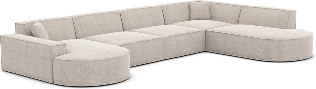 Strukturstoff U-Form XL Lounge Wohnlandschaft Brevia Beige Links