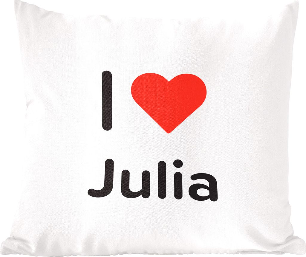 MuchoWow Zierkissen Sofakissen Wohnzimmer Dekokissen 60x60 cm Ich liebe - Julia - Mädchen - Sitzfläche - Foto Polster