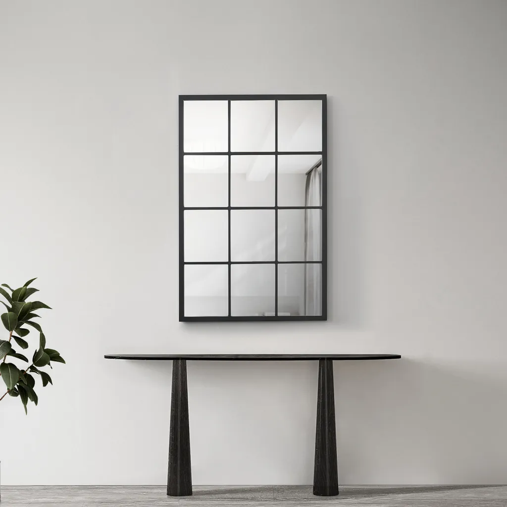 Specchio Industriale Cupello 90x60cm - Cornice Nera Opaca per Interni