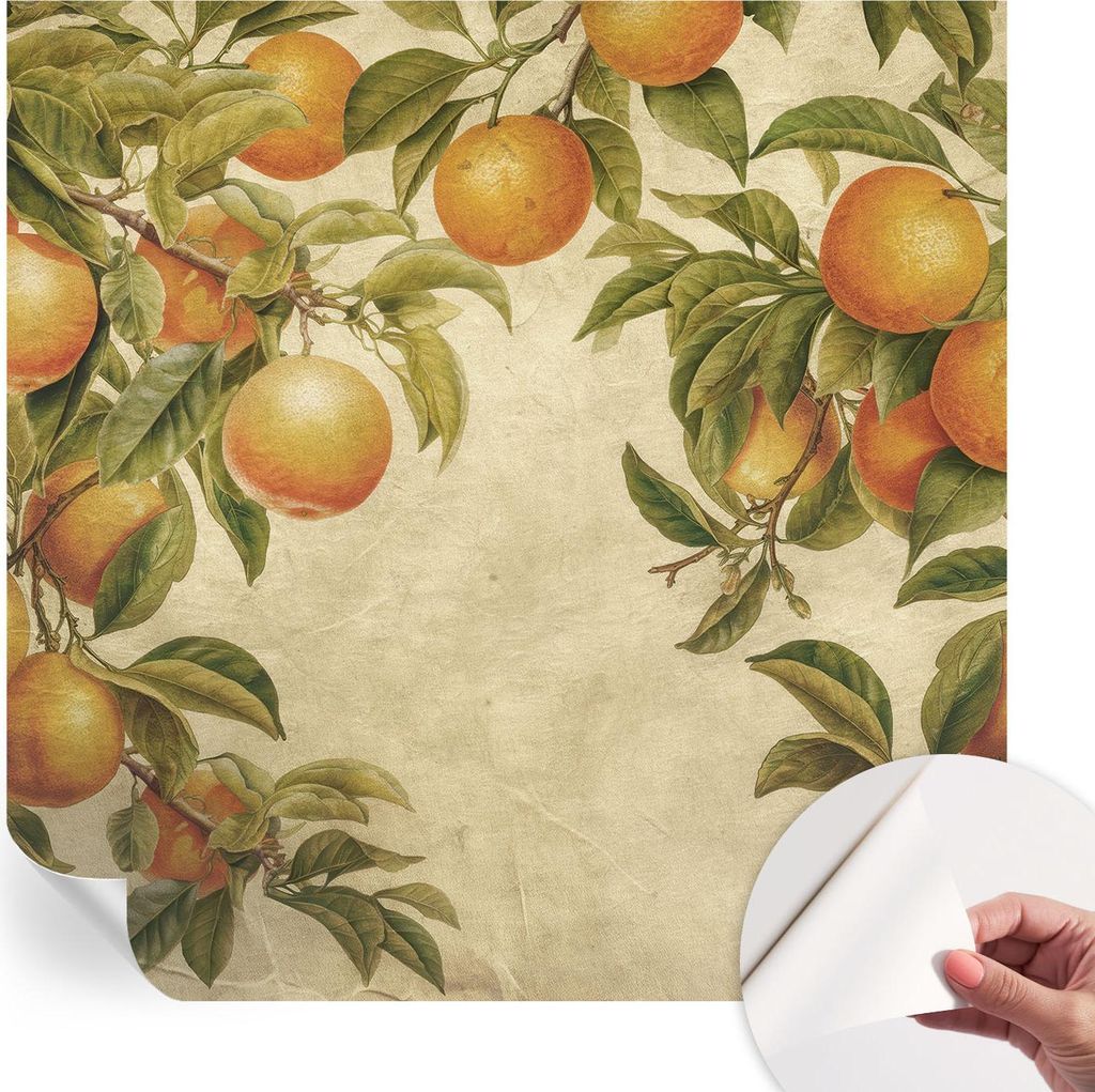 Selbstklebende Wandtapete - Dekorative Tapete für Wohnzimmer - Klebefolie für Wandbilder - Tapetenfolie für Wanddekoration - 250x250 cm - Frucht...