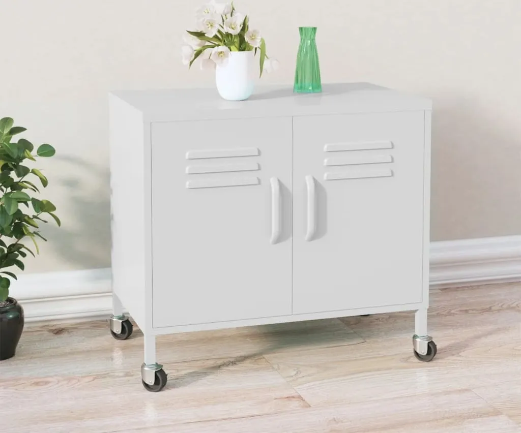 The Living Store Armoire de rangement blanc 60x35x56 cm en acier robuste