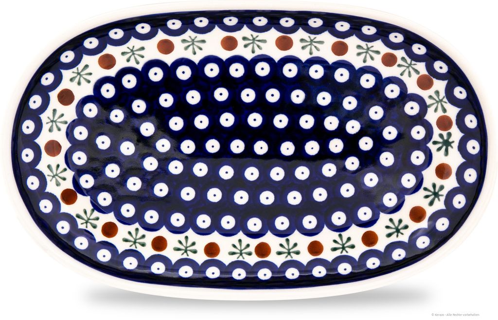 Original Bunzlauer Keramik Servierplatte Platte Teller oval 27,3x16,8x3,3 cm Design 41