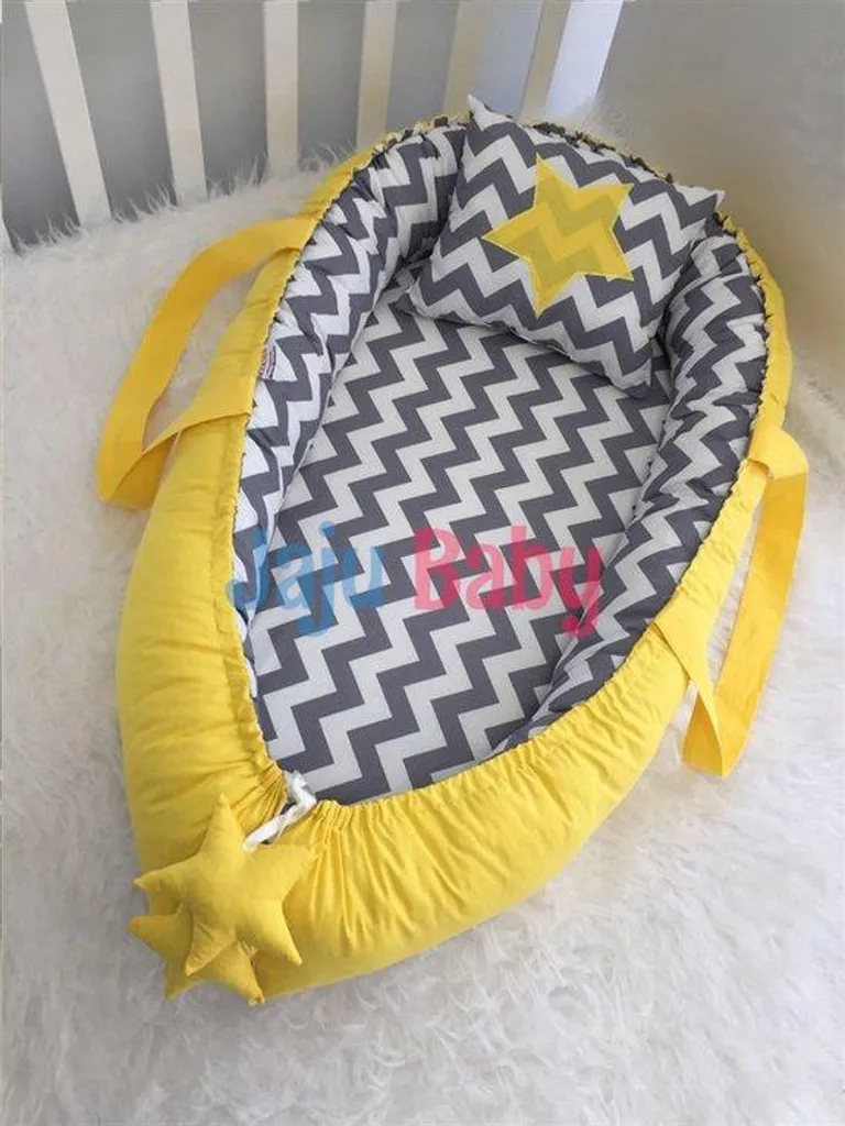 Nid bébé nomade Jaju pour cododo sécurisé, coton gris avec oreiller - 4