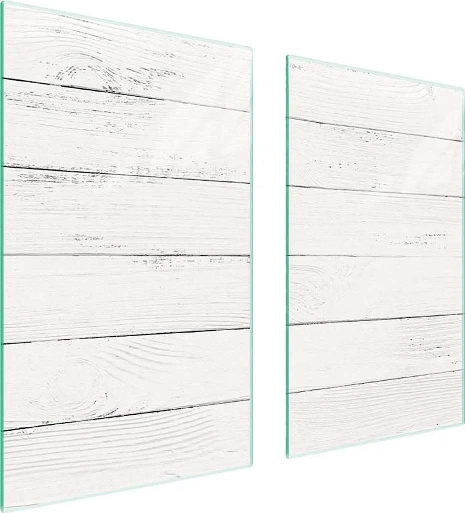 OFFERTA Coprifornelli 75x52 Vetro Bianco Legno - Set 2 Pezzi Universale