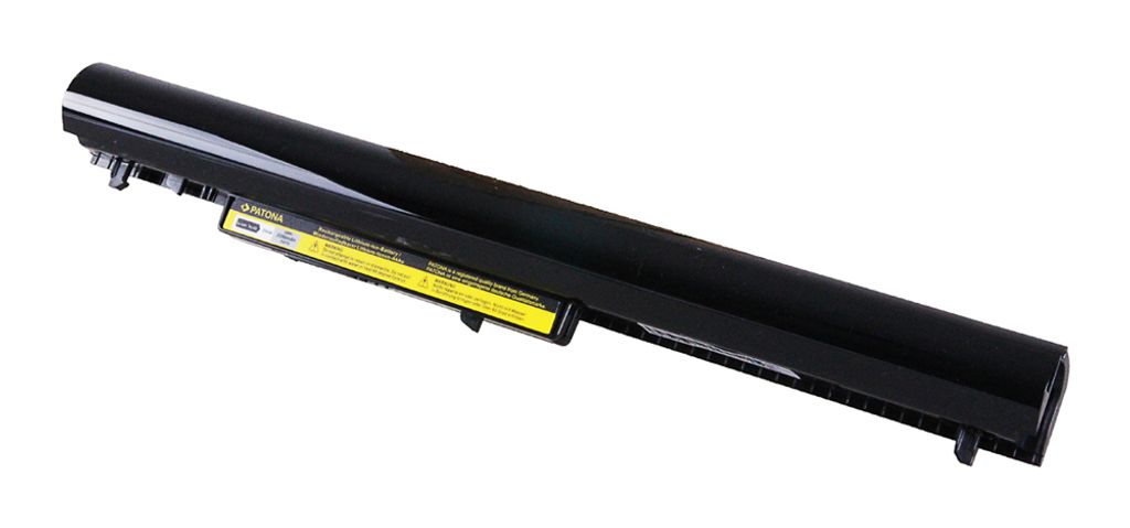 A black laptop battery is shown against a white background.