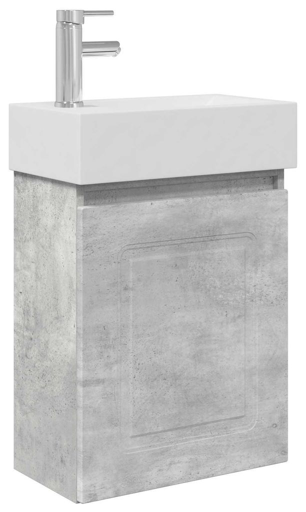 Badezimmer Waschtischunterschrank mit Wasserhahn Betongrau