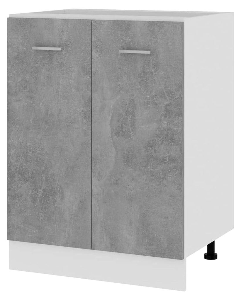 Küchenschrank Unterschrank Lyon, Betongrau, 60 x 46 x 81,5 cm