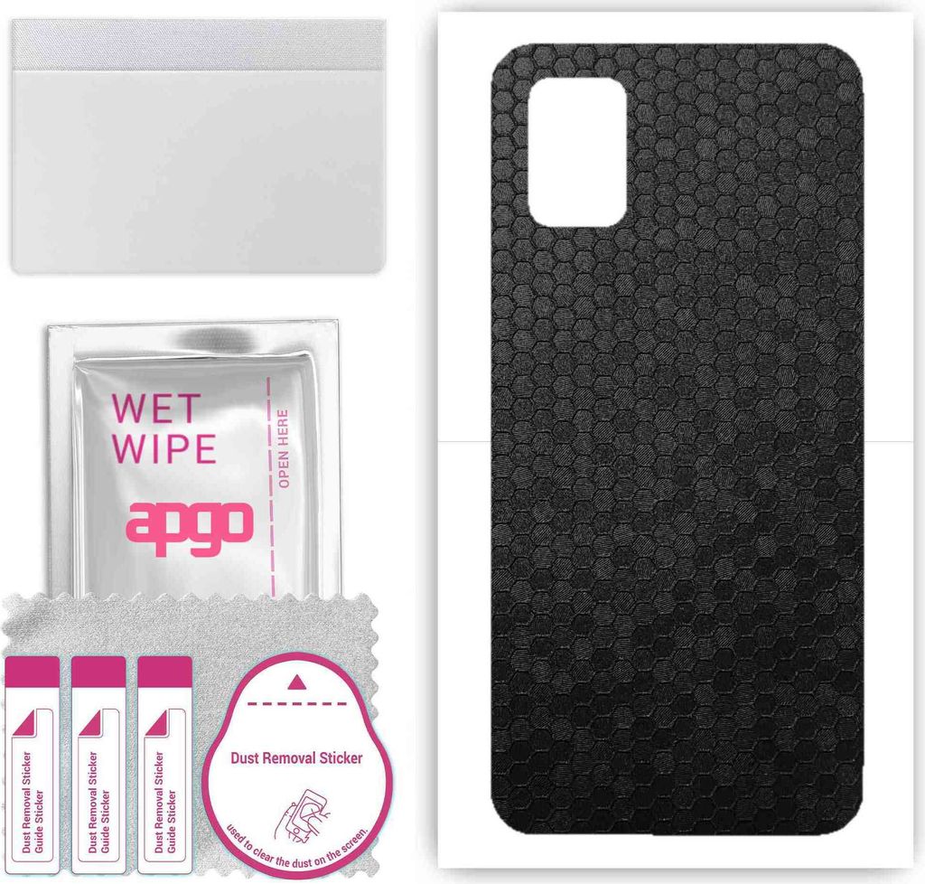 apgo Rückseite Schutzfolie, Skin, kompatibel mit Samsung Galaxy A51, Hinten Displayschutzfolie aus Vinylfolie, kratzfest, einfache Montage - Schwa...