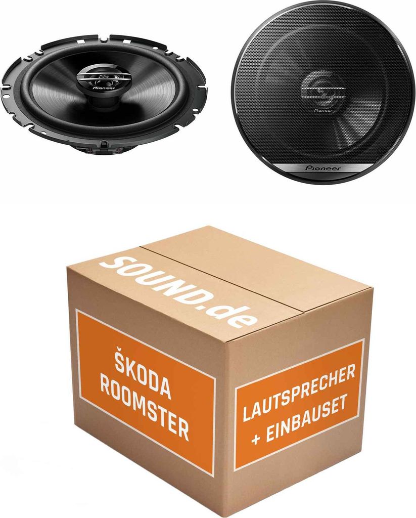 Lautsprecher Boxen Einbaupaket vorne Pioneer TS-G1720F passend für Skoda Roomster Typ 5J | 2x Tief-Mitteltöner mit integriertem Hochtöner 300W MAX