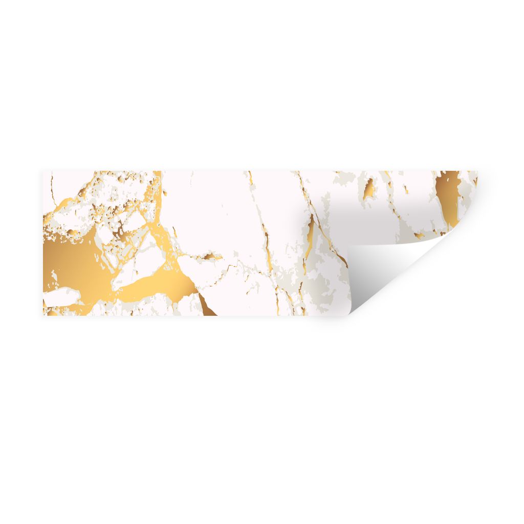 MuchoWow Wandtattoo Wandsticker Wandaufkleber Marmor - Gold - Weiß - Chic 120x40 cm Selbstklebend und Repositionierbar - Repositionierbar - Wass...