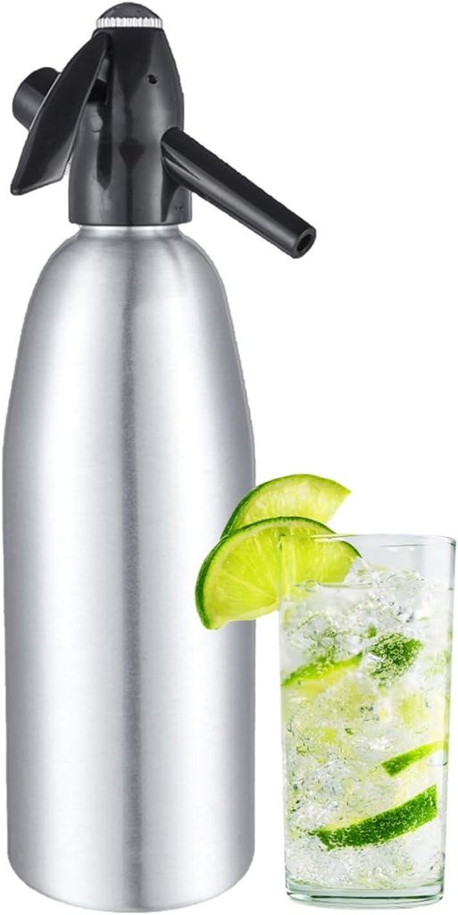 Soda-Maker – Tragbarer Siphon – 1 l – Aluminium – Für kohlensäurehaltige Getränke und Cocktails – Silber