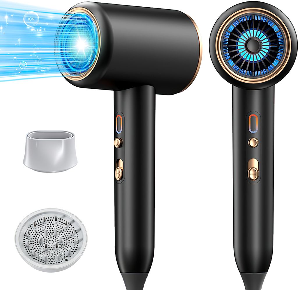 Sross Föhn,Fön,Haartrockner Ionen mit Diffusor & Konzentrator-Düse | 2400W Turbo-Ultra-Leise-Motor | 2 Heiz & 3 Geschwindigkeitsstufen | Hair Dryer