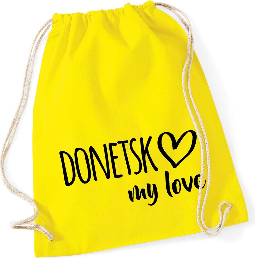 Huuraa Turnbeutel Donetsk my love 12 Liter Yellow Baumwolle Rucksack Geschenkidee