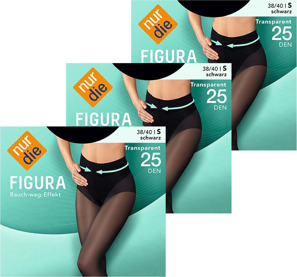 NUR DIE 3-Pack Strumpfhose Figura 25 DEN - schwarz - 40-44 Produktbild 