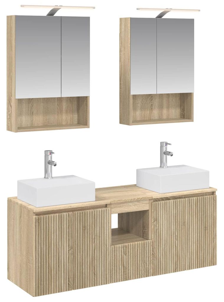 vidaXL Badezimmerschrank-Set 5 pcs Sonoma-Eiche Holzwerkstoff