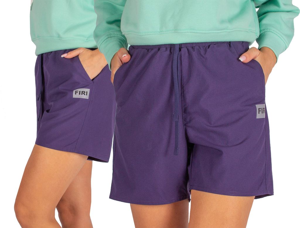 Kurze Damen-Sport-Shorts mit Gummiband, lila, L
