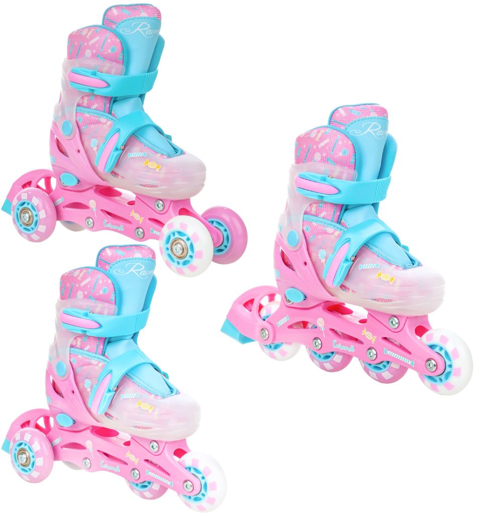 3in1 Inlineskates Rollschuhe Triskates Raven Caramell 26-29 verstellbar