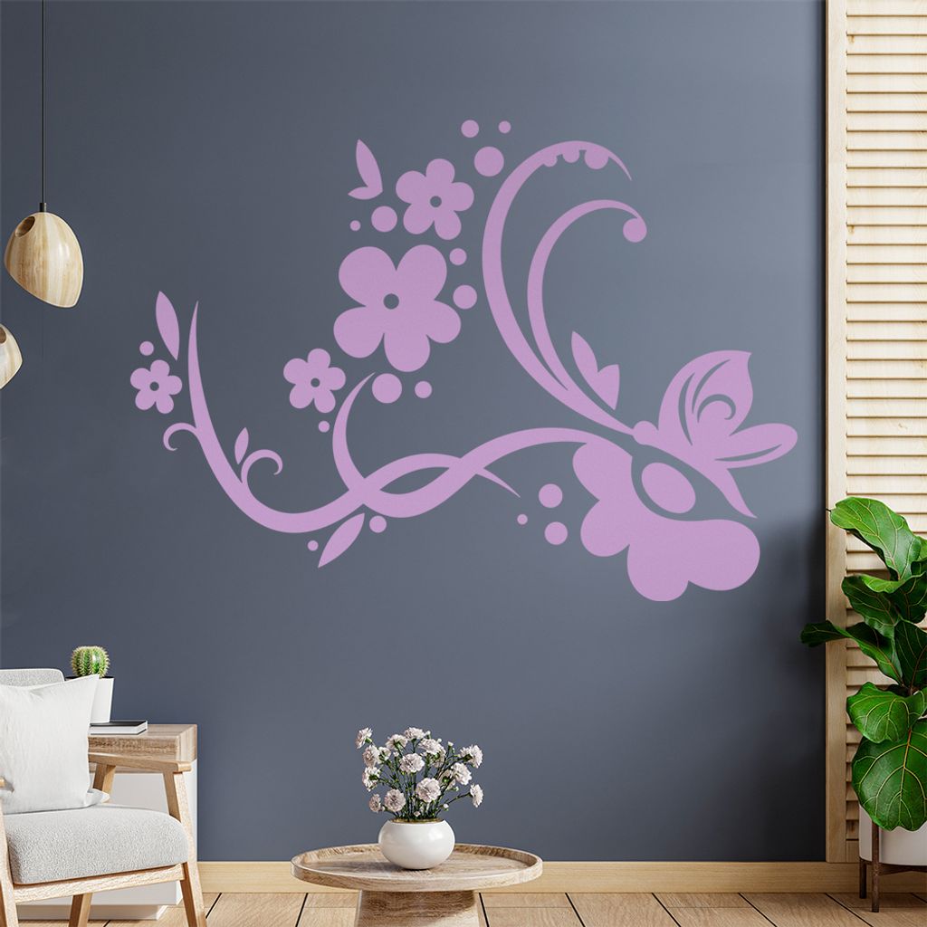Blüte Blume Tribal Wandtattoo in 6 Größen - Wandaufkleber Wall Sticker - Dekoration, Küche, Wohnzimmer, Schlafzimmer, Badezimmer