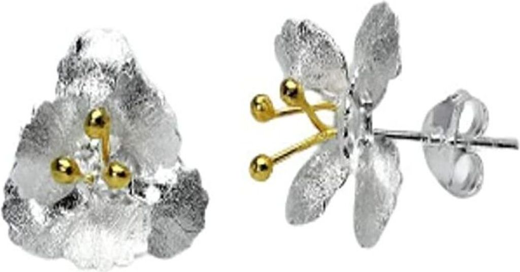 Ohrstecker Blüte zweifarbig aus 925 Silber Damen