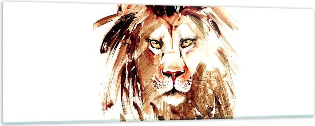 Bilder auf glas - Abbildung intelligent König Löwe - 90x30cm - Glasbilder - Wandbilder - Kunstdruck - zum Aufhängen bereit - Wanddekoration aus ...