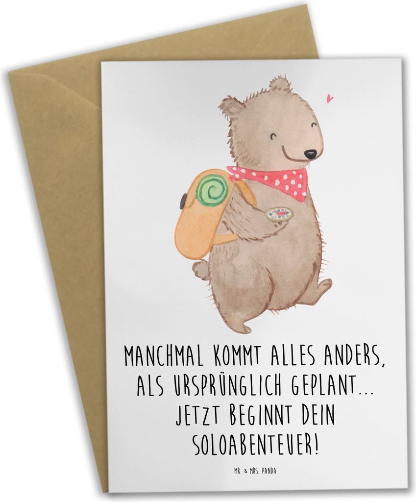 Mr. & Mrs. Panda Grußkarte Scheidung Soloabenteuer - Weiß - Geschenk, Veränderung, weihnachtskarten, einladungskarten, Heiraten, liebevoll gesta...