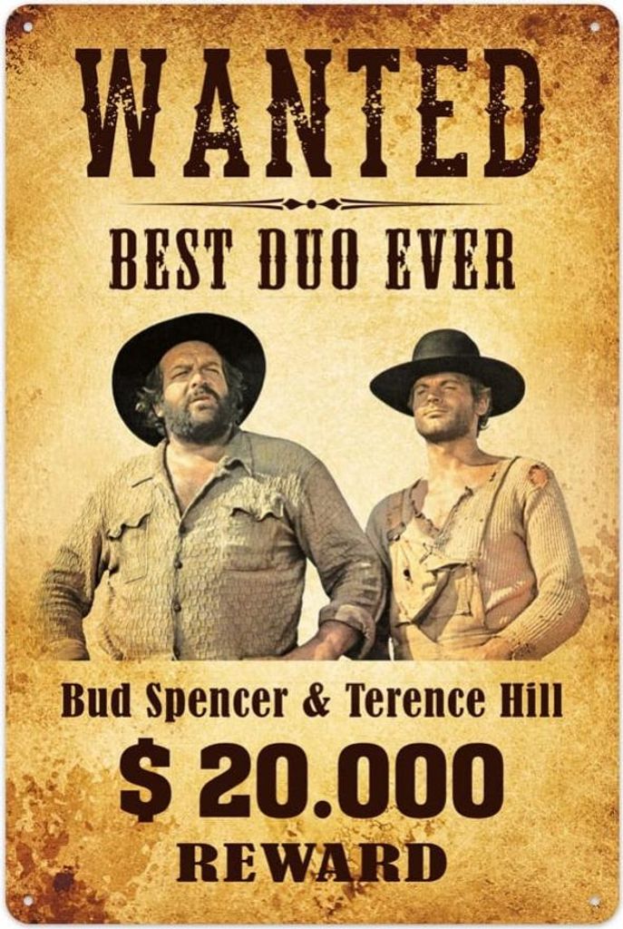 Bud Spencer & Terence Hill Blechschild Wanted 20 x 30 cm