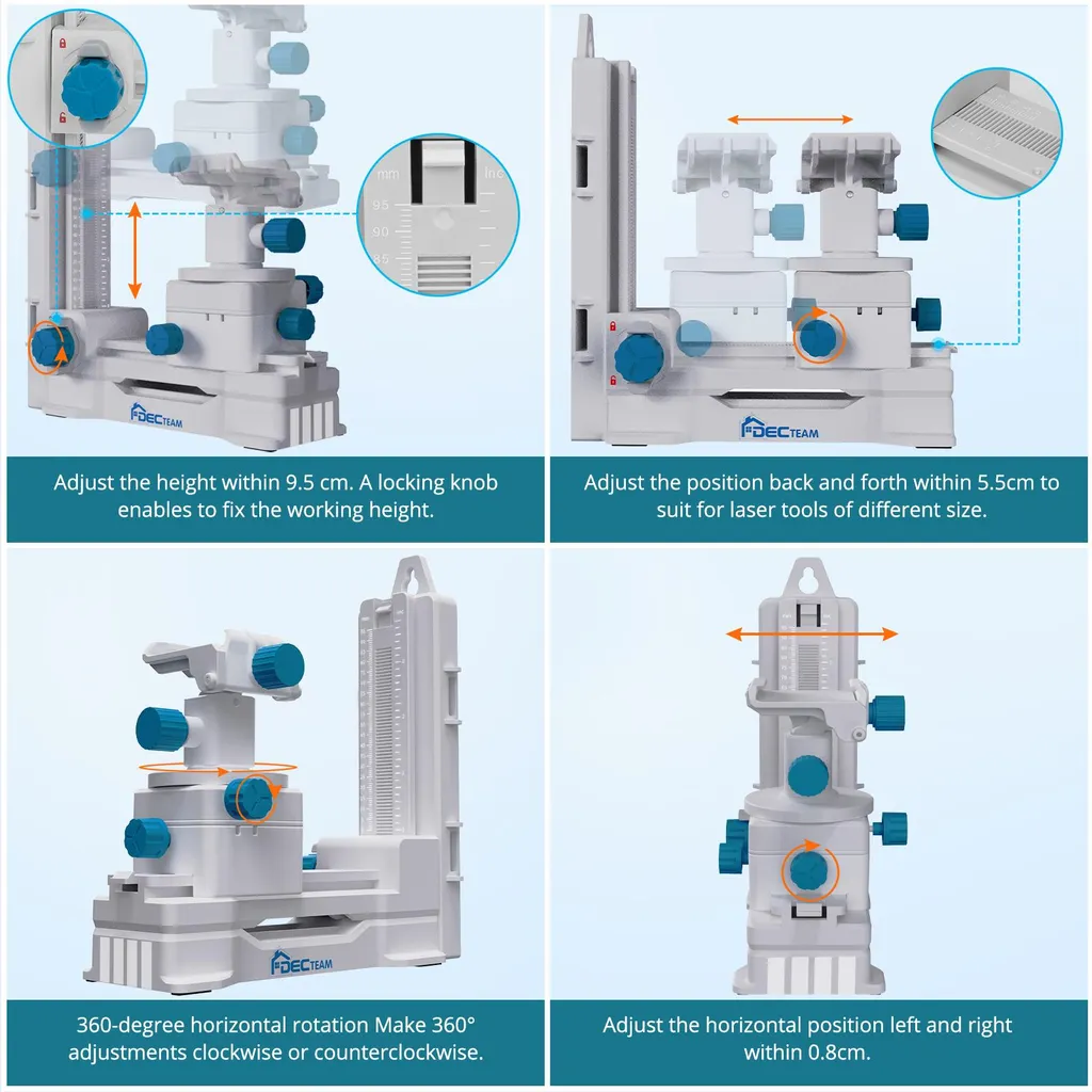 Support de fixation pour niveau laser Decteam réglable à 360 degrés - 3