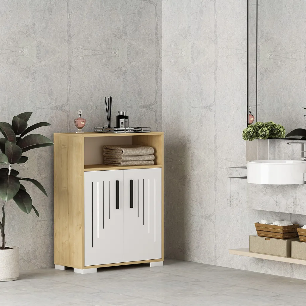 Skye Decor, Moon - Rovere Zaffiro, Bianco, mobile multiuso, rovere zaffiro, 100 % SLIPBOARD RIVESTITO IN MELAMINA, 60 x 29,6 x 96,6 cm