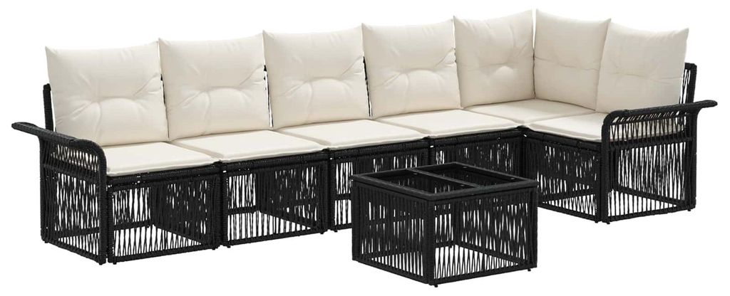 vidaXL Gartensofa-set 7 pcs Schwarz Poly-Rattan