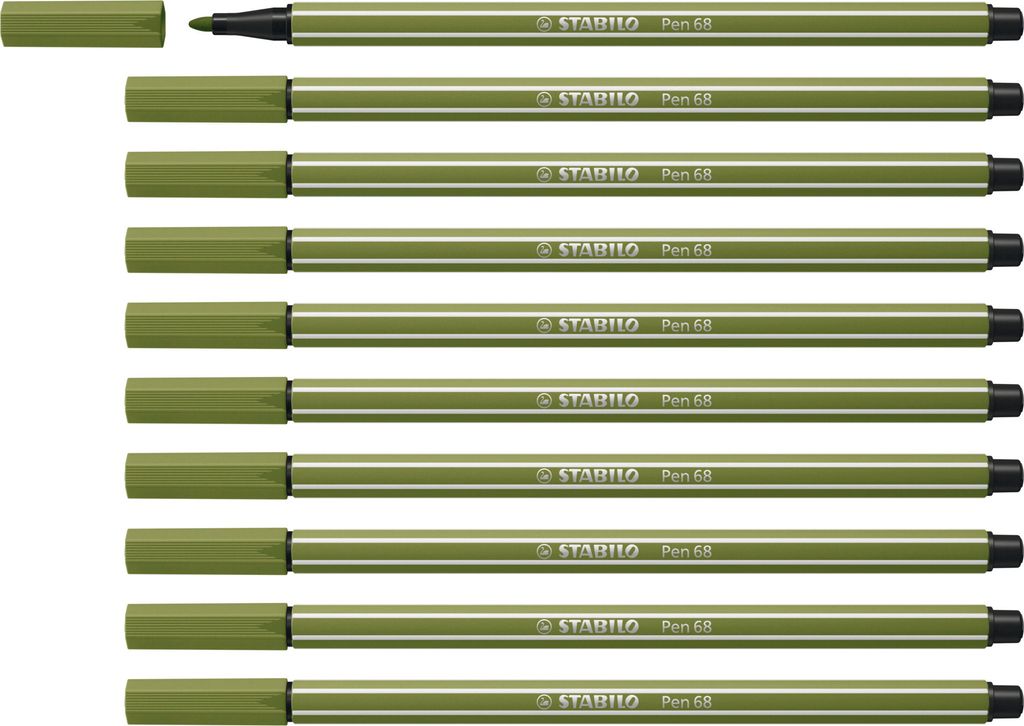 STABILO Premium-Filzstift - Pen 68 - 10er Pack - moosgrün