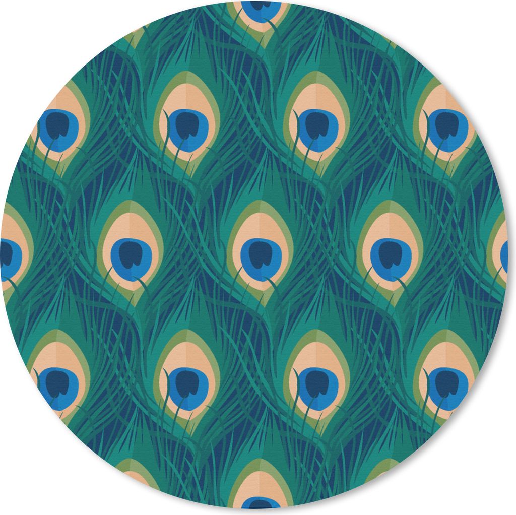 MuchoWow Mauspad Mousepad Design - Pfau - Federn - Grün - Blau 50x50 cm - Mousepads - Maus Mat - Pad - Mausunterlage - Vinyl