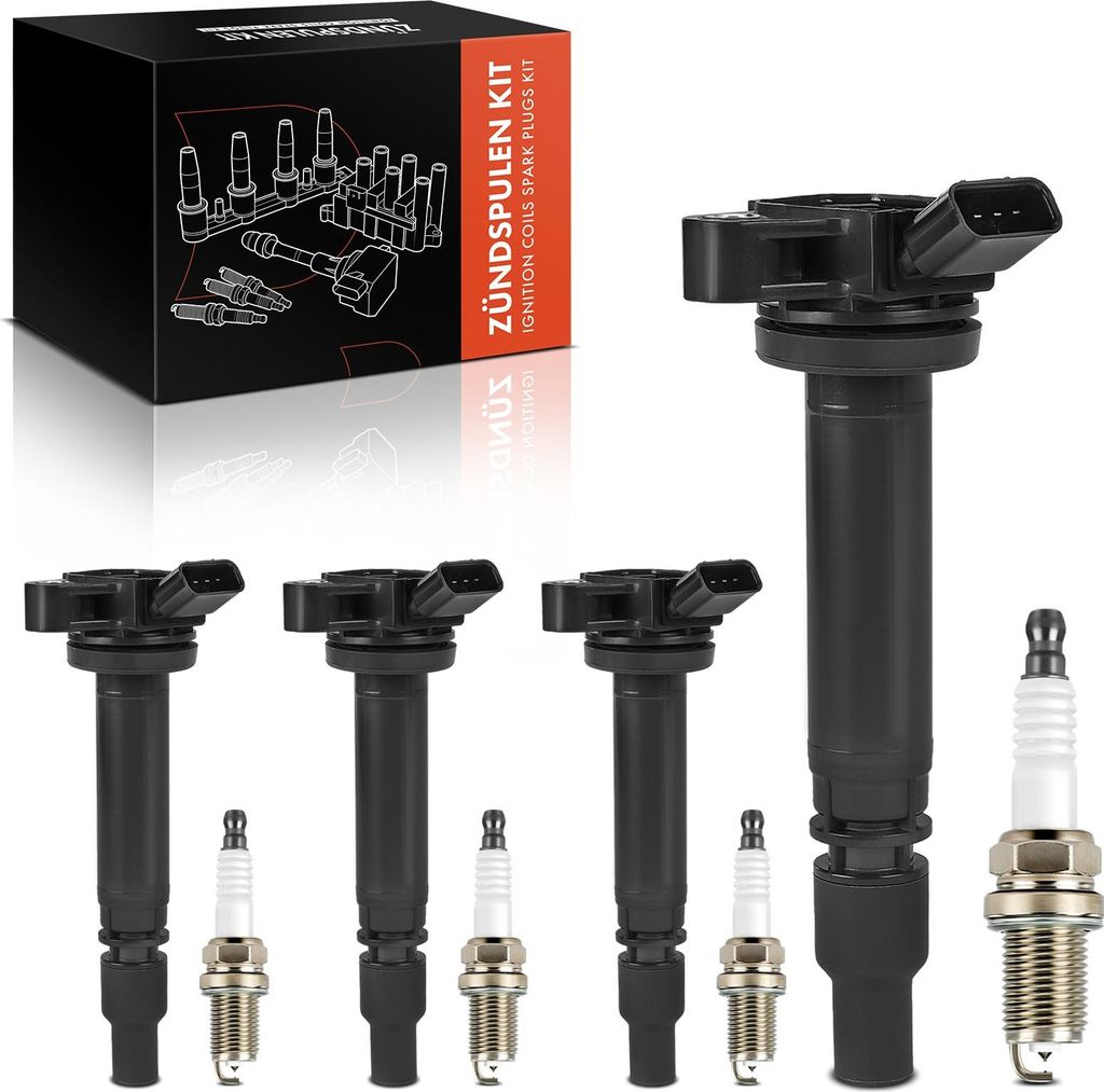 Frankberg 4x Zündspule+4x Zündkerze für Toyota Celica T23 Corolla E12 1.8L 1999-2007