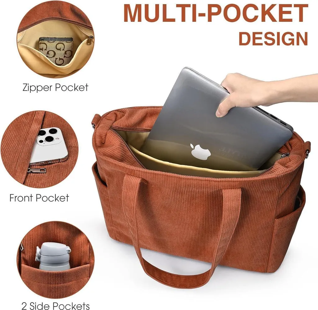 Grand sac à main Shopper pour femme en velours avec bandoulière réglable - 3