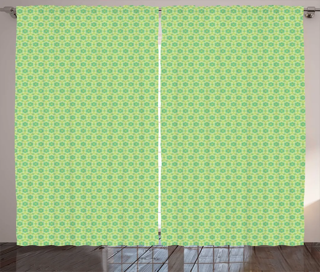 Rideau rustique ABAKUHAUS motifs ethniques fleurs 280x225 cm vert pâle